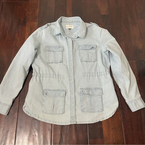 Women’s Railroad Button Up Jacket Light Wash Universal Thread  Size Medium
